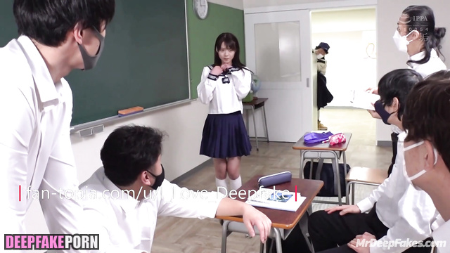 AI Zhao Jinmai showed off her hairy pussy at school (深度伪造 趙今麥)