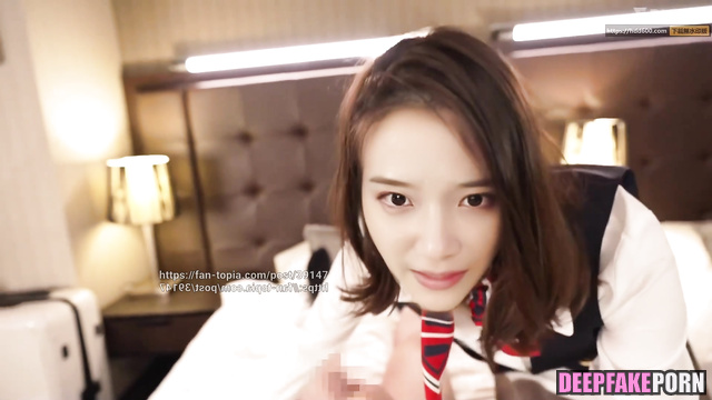 Fake stewardess IU fuck before business trip - 아이유 얼굴 교환