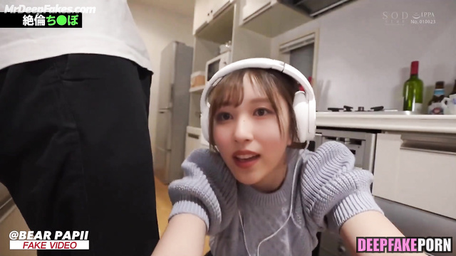 Sexy Mina making blowjob and listening to music, ai - トゥワイス フェイススワップ