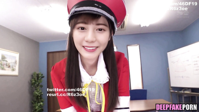 Fake Nao Kosaka made blowjob in police suit / 小坂 菜緒 日向坂46 [PREMIUM]