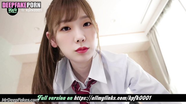 Cool schoolgirl Taeyeon kissed a classmate, ai - 少女時代 ディープフェイクポルノ