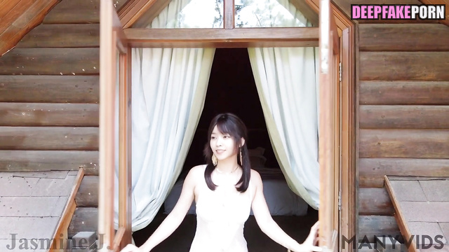 Japanese girl in charming lingerie in a country house