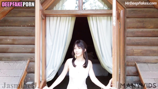 Japanese girl in charming lingerie in a country house