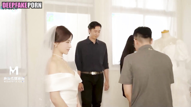 Bride 赵露思 Zhao Lusi gets ready to fuck with her husband 换脸 face swap