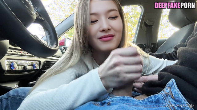Cute blonde Sana トゥワイス インターネットの有名人 decided to make it in the car, A.I. [PREMIUM]