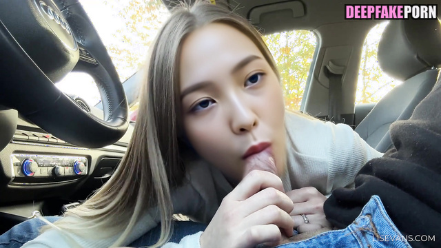 Blonde spit his cum after quick car blowjob 예리 레드벨벳 Yeri fake erotic [PREMIUM]